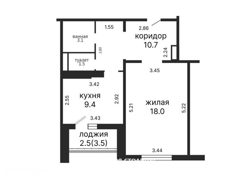 Однокомнатная квартира на Пташука, 9 - планировка