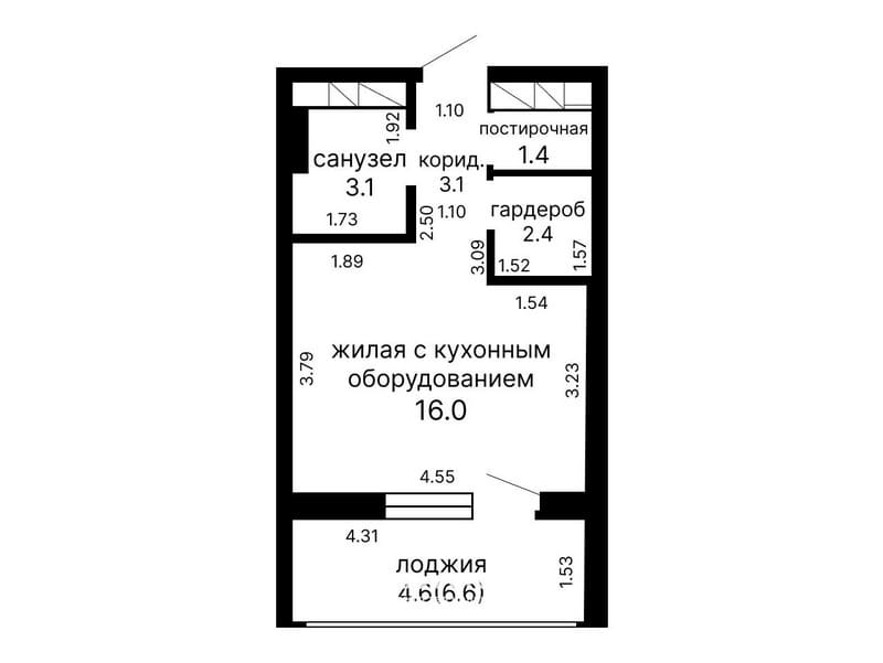 Видовая квартира-студия в Минск Мире. Планировка