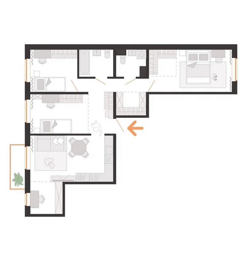 Еврочетырёшка в доме Лунный свет в Новой Боровой Еврочетырёшка в доме Лунный свет в Новой Боровой