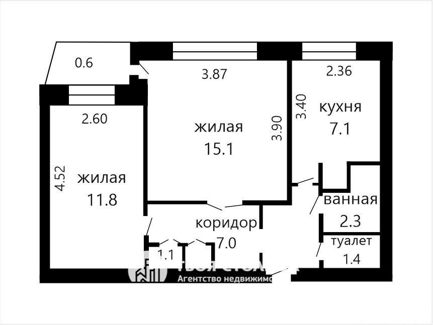 Симпатичная двухкомнатная квартира в Смолевичах
