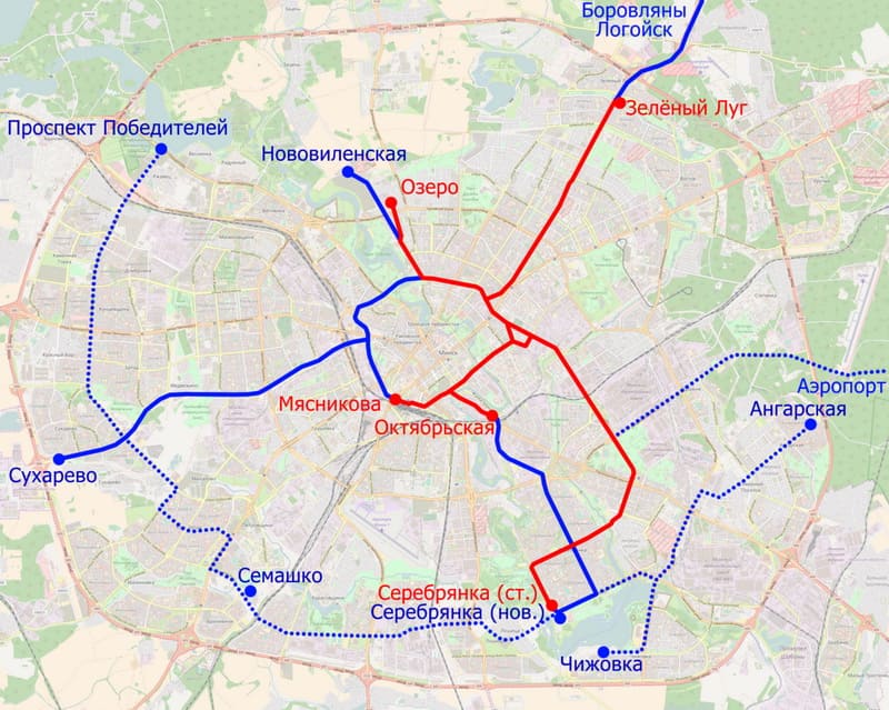 Схема развития трамвайных маршрутов Минск