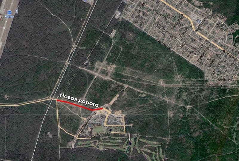 Новая дорога Колодищи - Зелёная гавань, вид из космоса