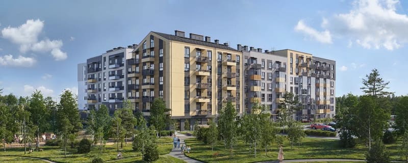 Дом с патио на крыше - вид из лесного пляжа