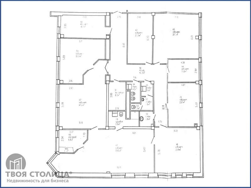 Продажа офиса в БЦ Инфо Пономаренко 35А. Планировка