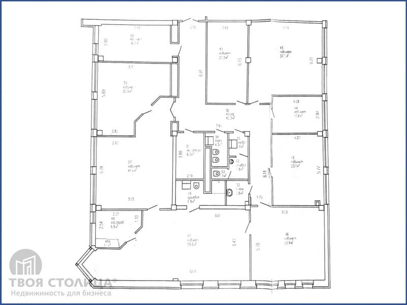 Офисный блок 343 кв.м. в БЦ Инфо. Планировка