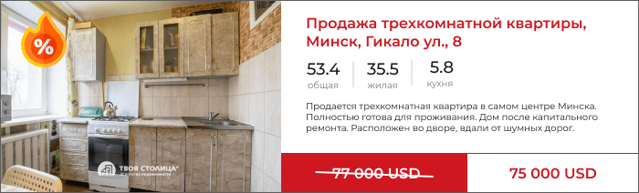 Трёхкомнатная квартира, ул. Гикало, 8
