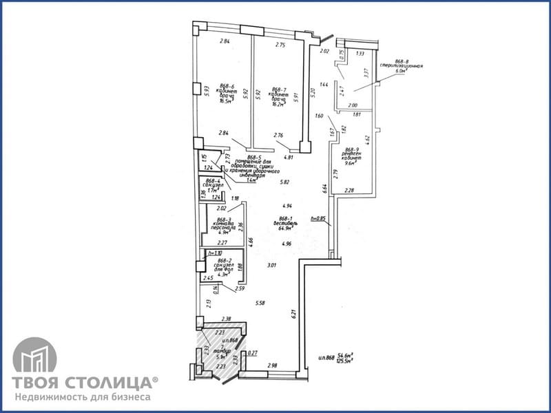 Помещение под медицинский центр в ЖК Гранд Хаус, Дзержинского, 16. Планировка