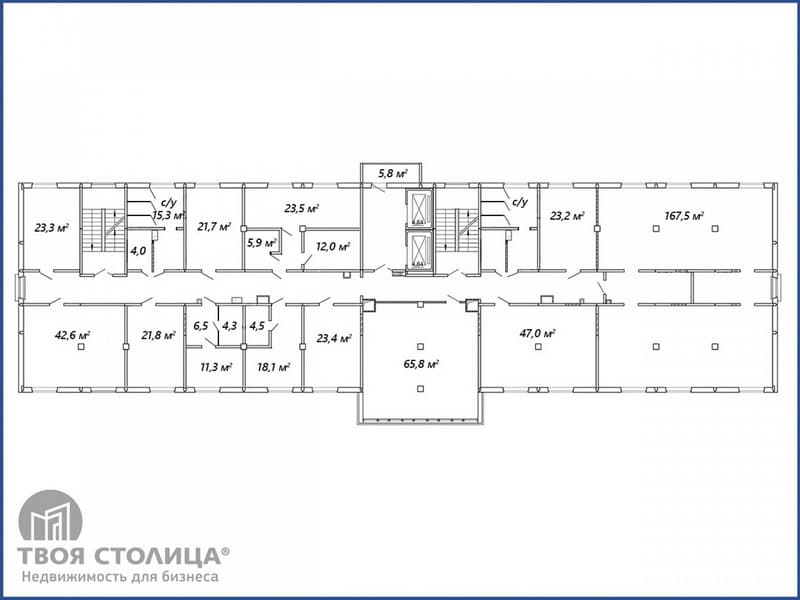 Офис 672 кв.м. в бизнес-центре на Нёманской 24. Планировка