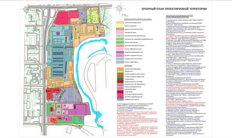 Опорный план проектируемой территории в районе Маяковского-Денисовская