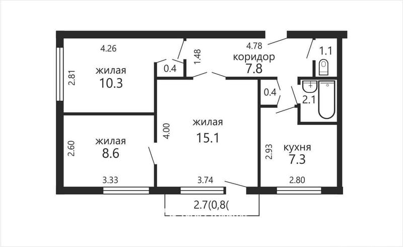 Трёшка по цене евродвушки на Ташкентской, 18 Трёшка по цене евродвушки на Ташкентской, 18